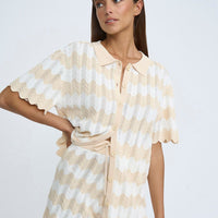 Elba Stripe Knit Shirt Neutral Stripe